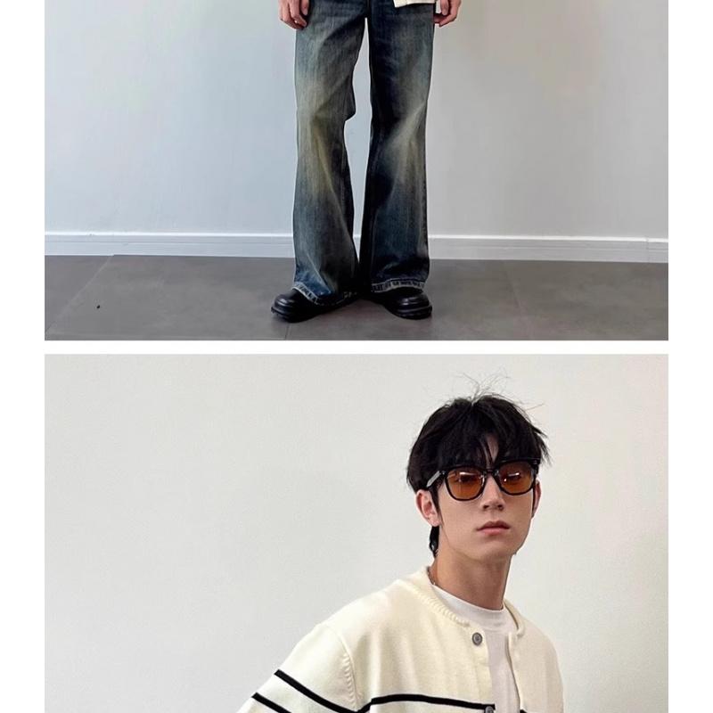 Nowy prążkowany kardigan sweter dzianinowy na wiosnę i jesień, męski i damski, z okrągłym dekoltem, w stylu lekkiego luksusu, swobodny