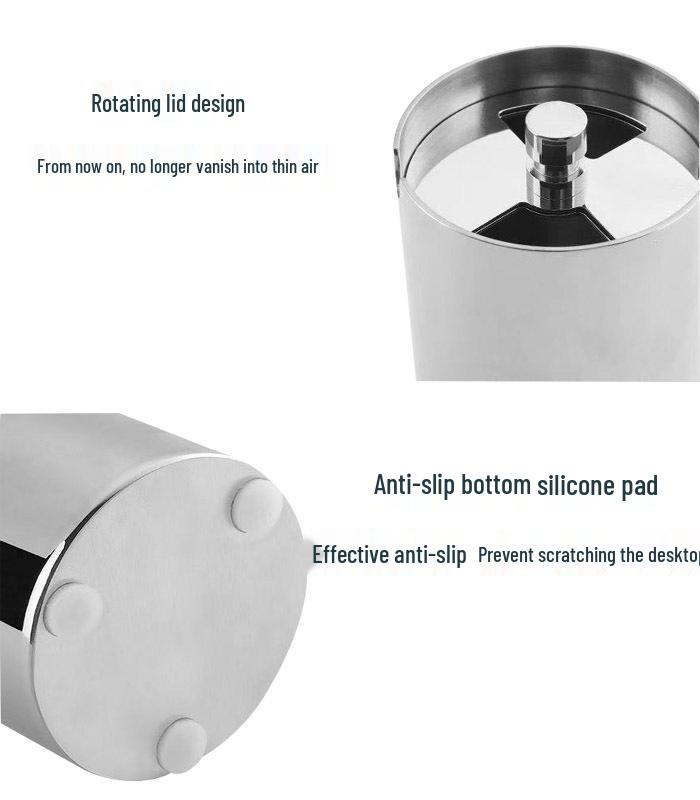 Seiko Stainless Steel Ashtray with Lid - Creative, Thickened Design for Home, Car, or Cafe Use
