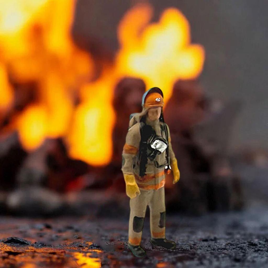 1/64 Firefighter Figures,Realistic,Mini Diorama Action Figures Tiny People Model for Scenery Landscape Diorama Decor Layout