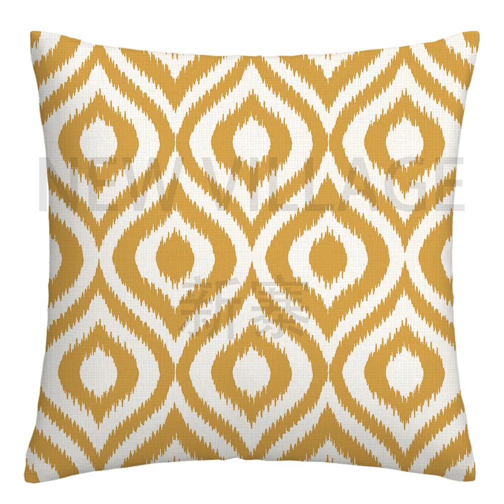 Yellow white geometric linen pillowcase sofa cushion cover home decoration can be customized for you 40x40 45x45 50x50 60x60