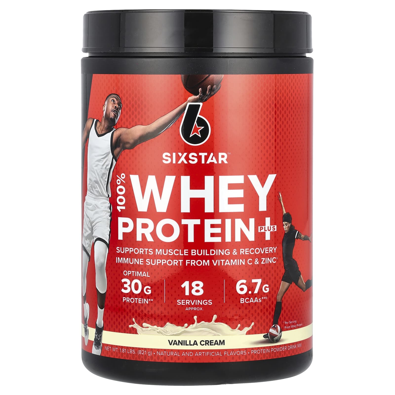 

SIXSTAR, 100% Whey Protein Plus, Vanilla Cream, 1.81 lbs (821 g)