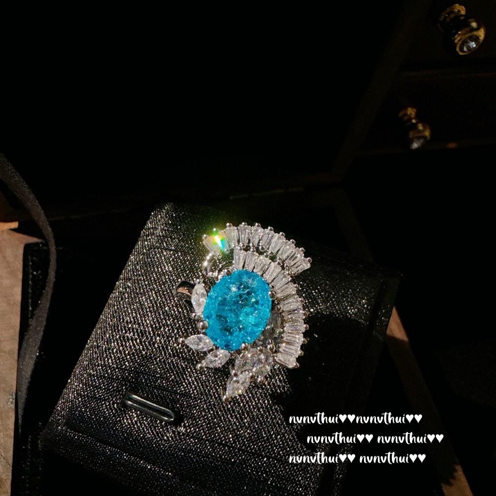 Tourmaline Abacus Rainbow Water Drop Gemstone Earrings, Antique Feeling, Plated With 18K Gold, Water Blue Sugar Cube Zircon Earrings Combination