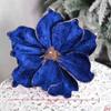 Christmas Gifts Artificial Poinsettia Glitter Flower 21cm Sequin 3D Simulation Magnolia Flannel Photography Props Fake Flowers