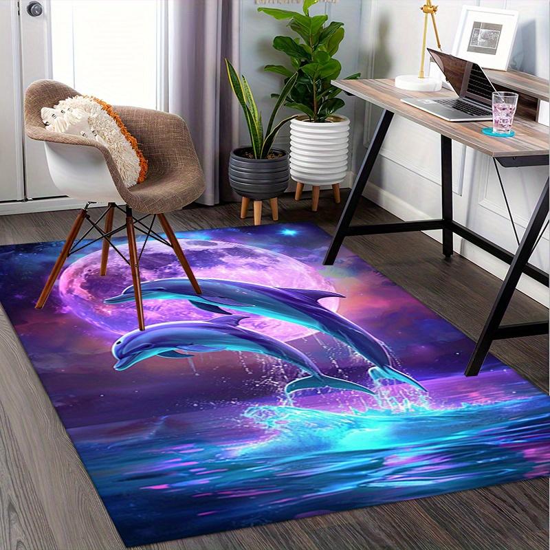 1pc. Magical Moonlit Dolphins Home Decor Rug Office Carpet Chair Mat Outdoor Gift
