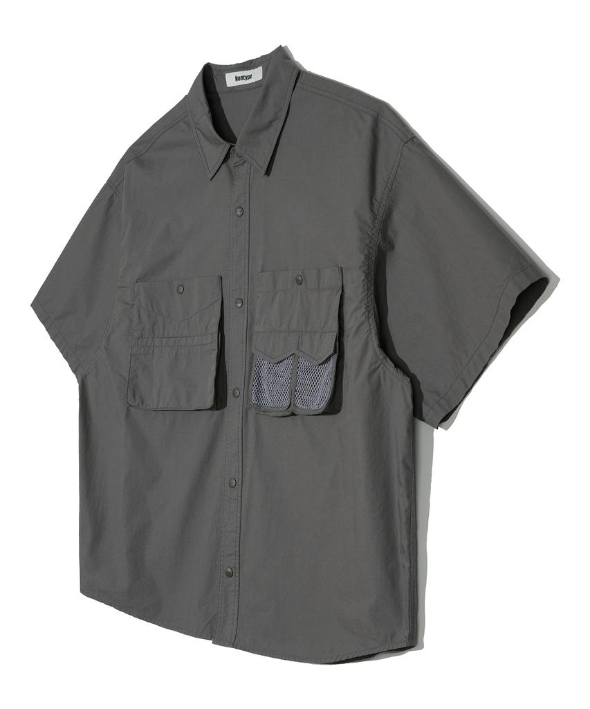 Nontaib Mesh Twin Cargo S/S Shirts (Grey)