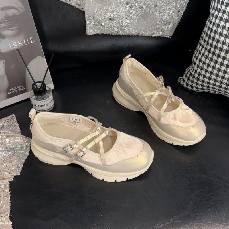 

Модная дизайнерская обувь для женщин 2024 года, новые женские кроссовки в стиле Мэри Джейн, удобные туфли на платформе с неглубоким носком, Zapatos De Mujer 39 шампанского