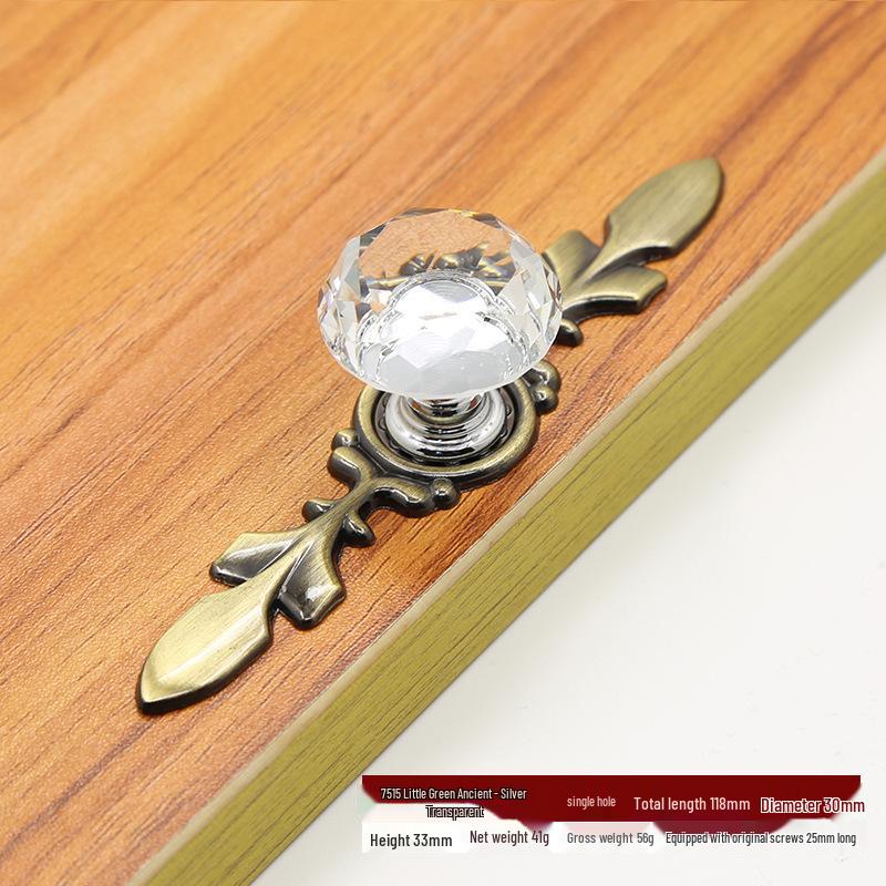Transparent Black Crystal Pull Handle for Cabinets and Wardrobes - European Modern Design, Solid and Thickened.