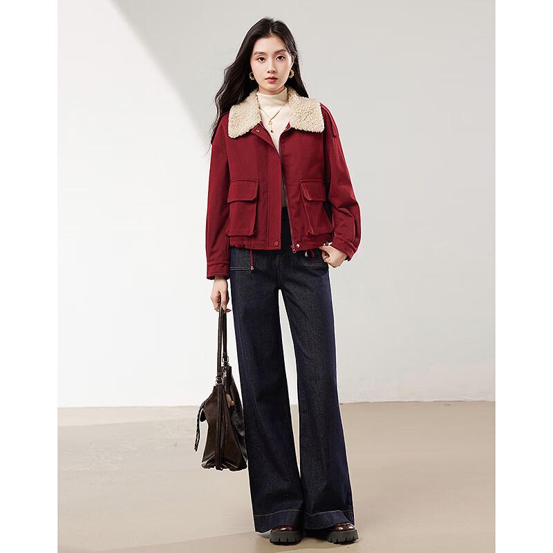 Petite Women's Patchwork Lapel Winter Coat