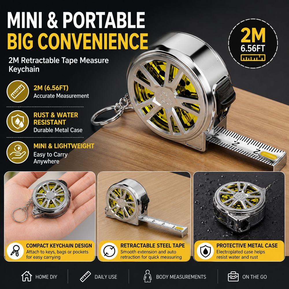 2M Mini Tape Measure Retractable Measuring Tape New Keychain Tape Measure Home Measurement
