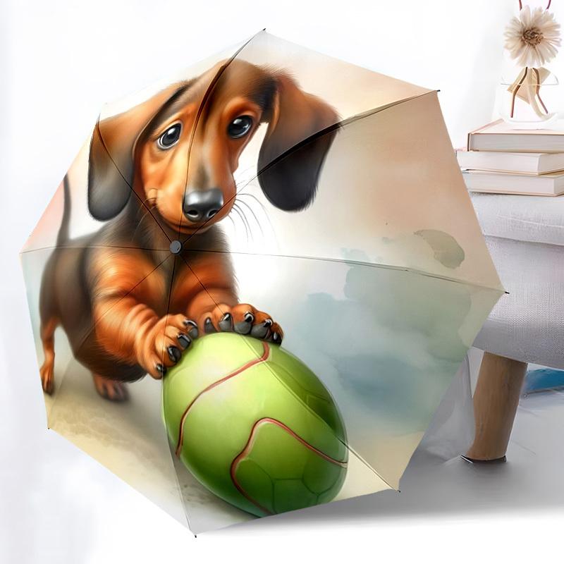 1pc Dachshund Print Automatic Open/Close Umbrella - Compact Travel Umbrella, Gift for Birthday, Holiday yy260106034