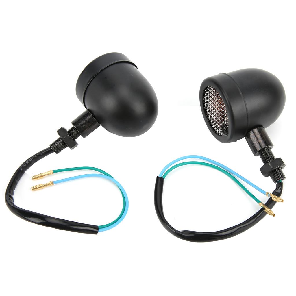 2pcs Motorcycle LED Turn Signal Lamp 12V Vintage Yellow Light Black Shell Modification Universal