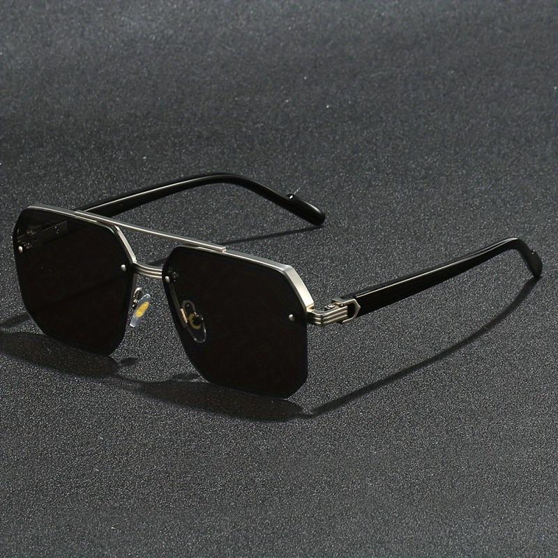 2PCs semi-rimless Stylish glasses for men and women-zinc alloy frame PC lenses perfect for summer parties casual streetwear