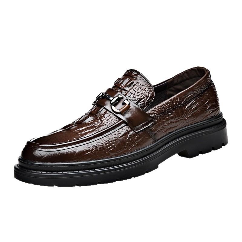Dress Casual Men's Shoes Business Men's Leather Shoes One-pedal Loafers Crocodile Casual Leather Shoes