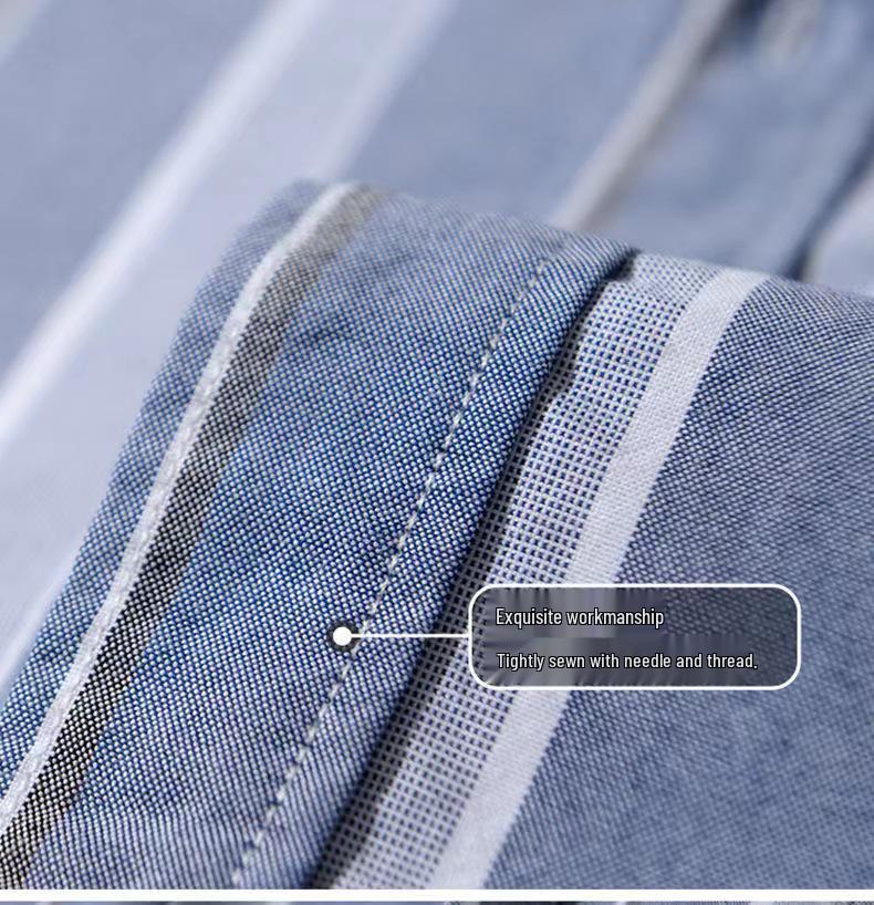 Męska koszula bawełniana w paski z długim rękawem - Casualowa moda tkanina Oxford