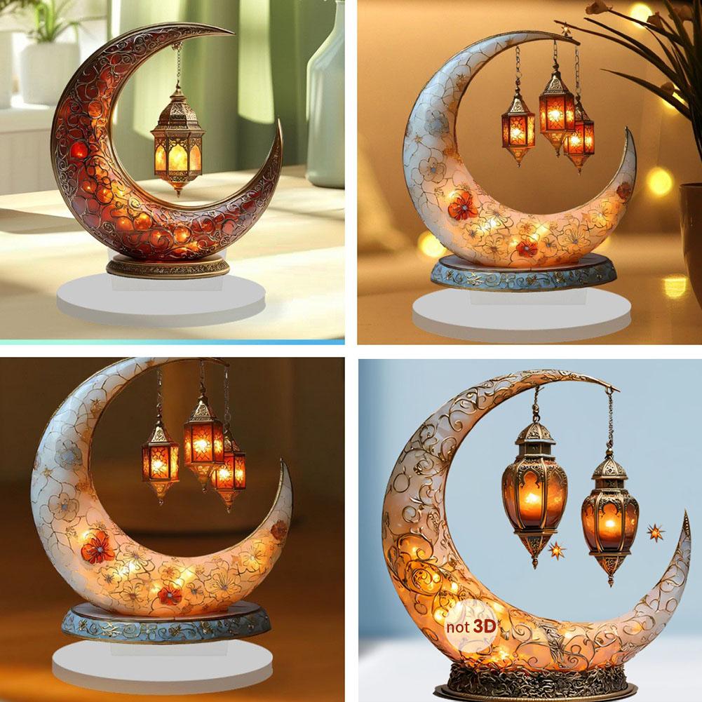 Ramadan Acrylic Moon Castle Ornament 2D Flat Art for Bedroom Desktop Family Craft Christmas Party Decoration Festival Gifts
