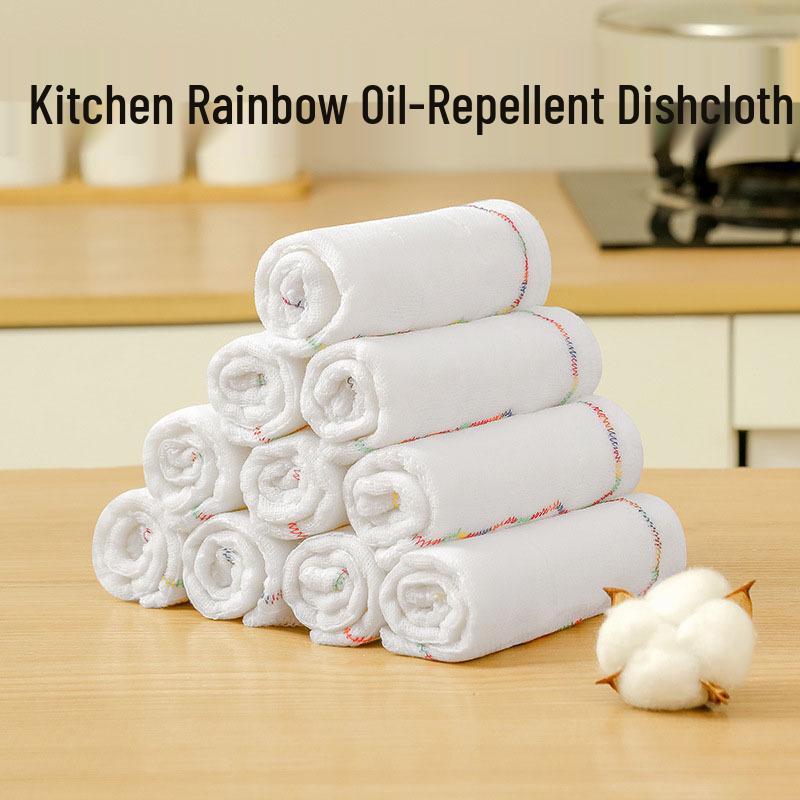 Rainbow Oil-Repellent Lint-Free Kitchen Wipes, Easy-to-Clean Dishwashing Cloths