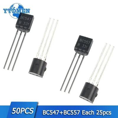 50 buc. TO-92 Tranzistor BC547 BC557 NPN PNP Kit tranzistori triodă Componentă electronică