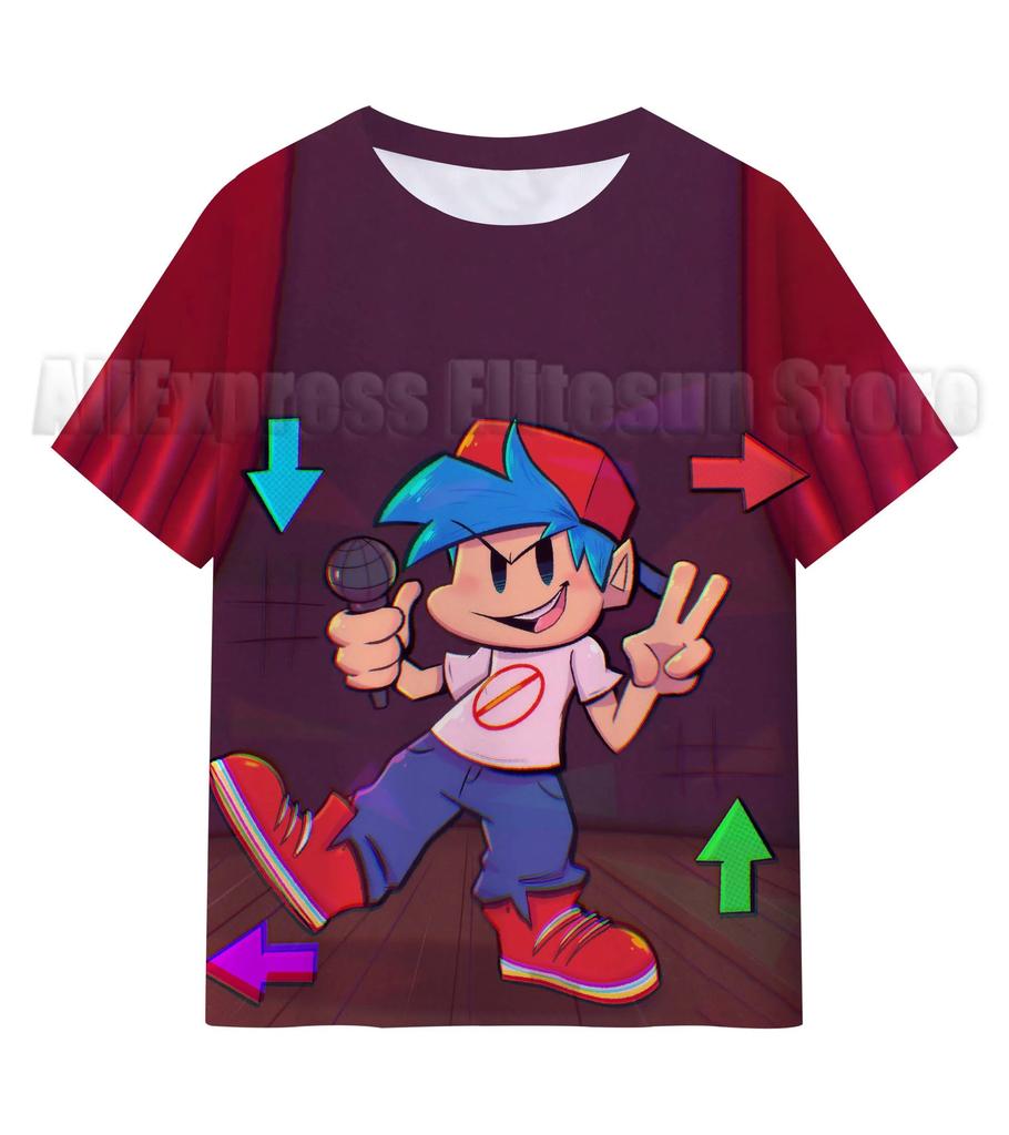 Friday Night Funkin 3D T Shirts Kids Children Game T-shirts Boys Girls Cartoon Anime Tshirts Summer Toddler Tee Streetwear