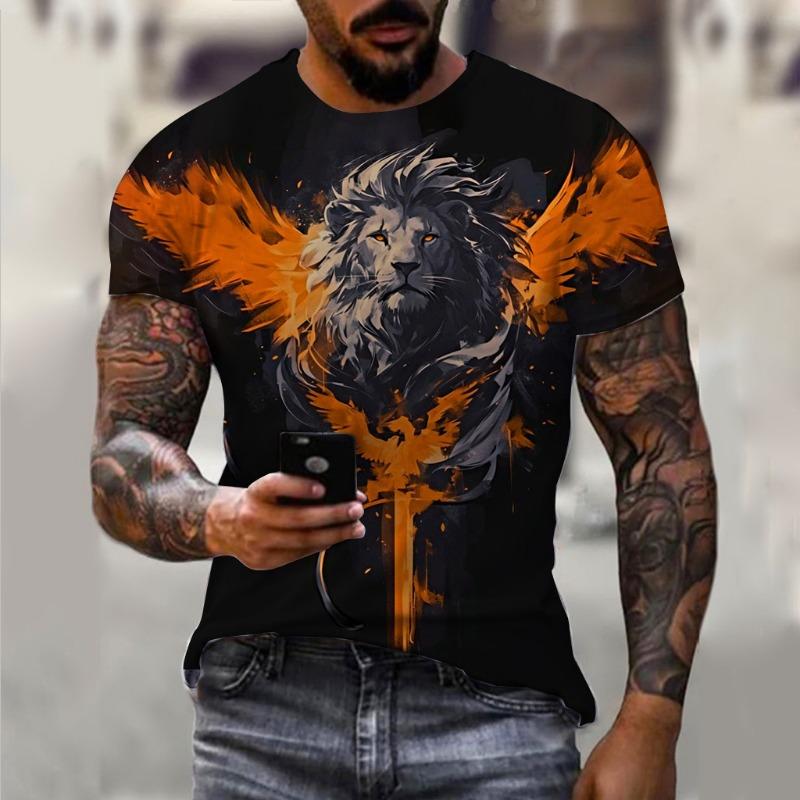 Men's T-shirt with Animal Tiger Pattern 3D Printed Top Summer Lion Women's Street Fashion T-shirt