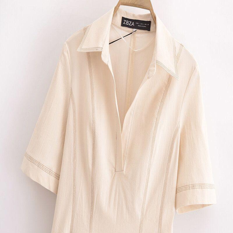 Fashion Style 2024 Autumn New Arrival Women's Easiest for Match String Decoration Polo Shirt Collar Dress Short Skirt 8795653
