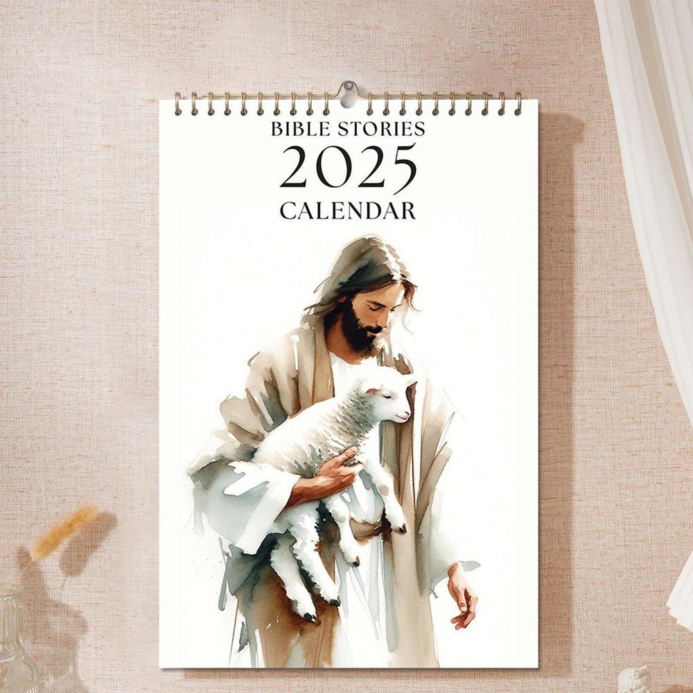 2025 Christian Bible Stories Wall Calendar Monthly Bible Wall Calendar Christian Bible Stories December Jesus Planner Calendars