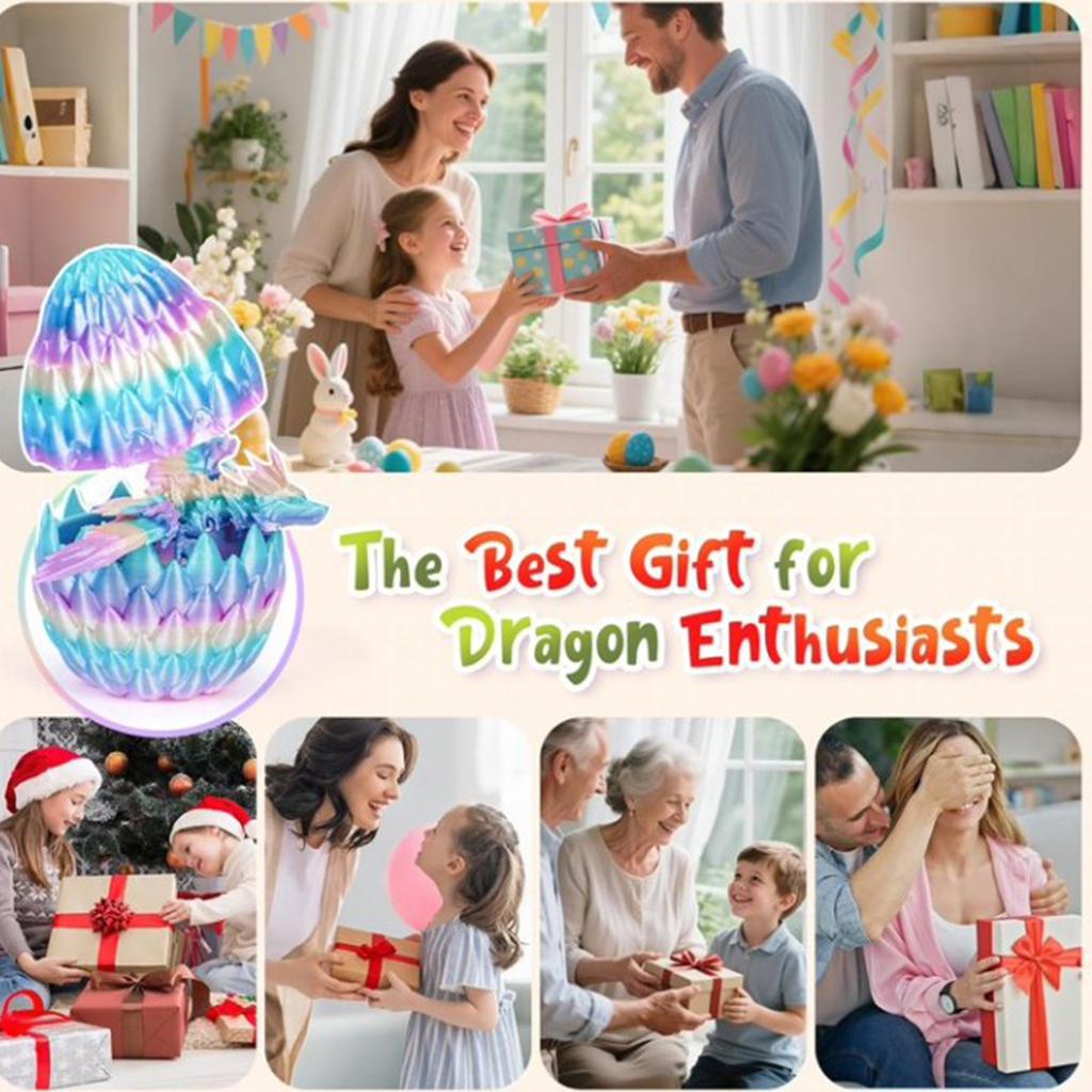 4PCS 3D Printed Dragon Egg With Dragon Inside,Easter Eggs Articulated Crystal Toys,Easter Basket Stuffers,Mystery Mythical Pieces
