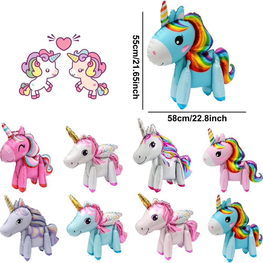 3D Unicorn Foil Balloons Full Body Balloon for Birthday Party Decor, 8pcs