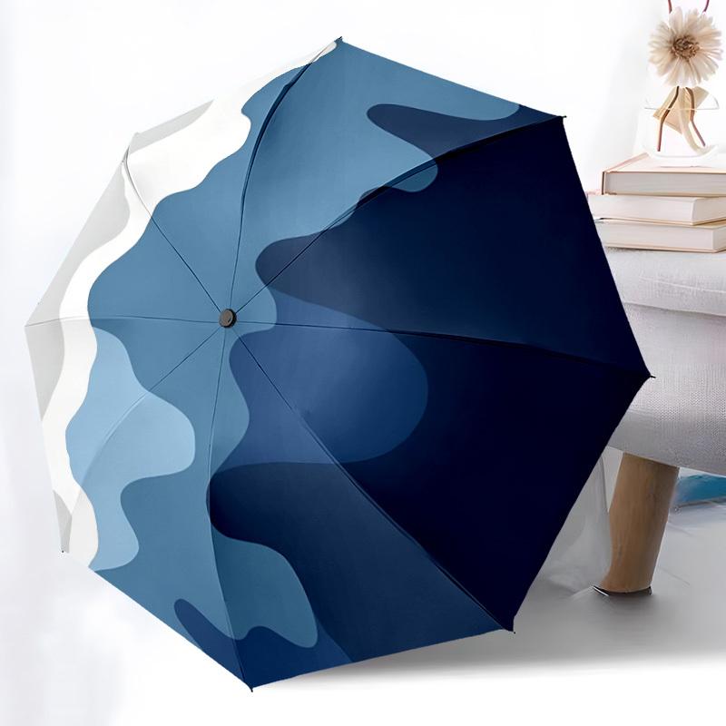 1pc Ocean Waves Automatic Open/Close Umbrella with One Touch Button,, Windproof Design   Lightweight Portable Umbrella for Women & Men6039