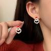 New Fashion Christmas Stud Earring For Women Santa Claus Pearl Zircon Snowflake Elk Sock Hat Asymmetric Earring Festival Jewelry