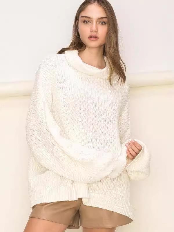 2024 Fall/Winter Women's Chunky Knit Oversized High Neck Sweater