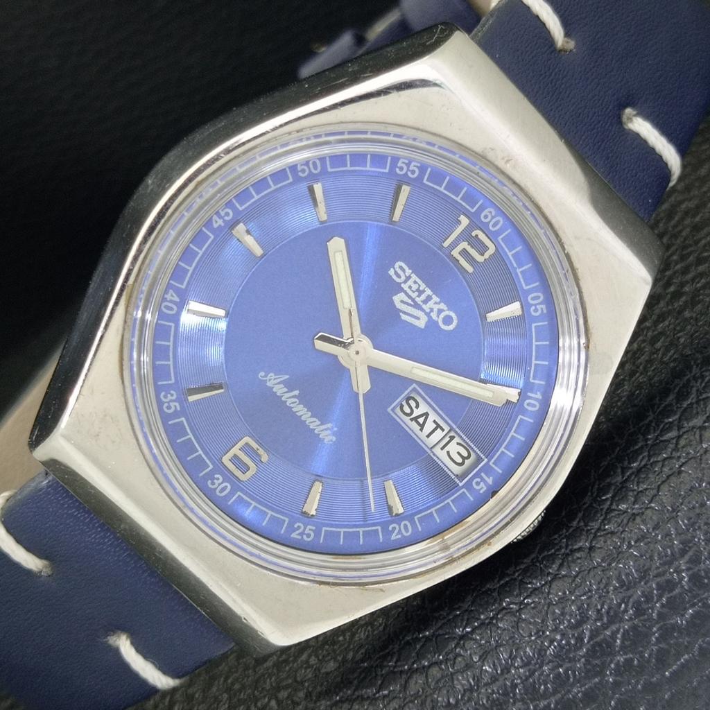 AUTOMATIC 6309A VINTAGE SEIKO 5 JAPAN MENS BLUE COLOR DIAL WATCH a701432-5 R206b-a701432