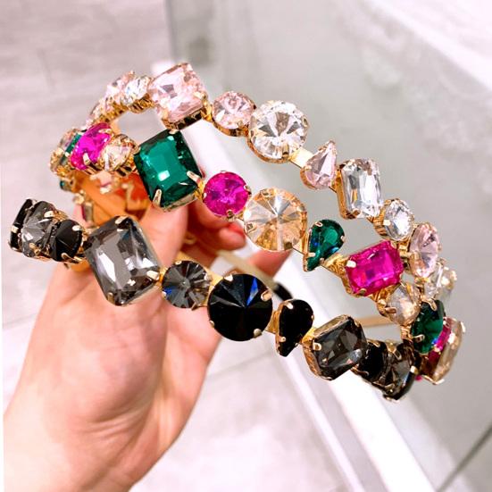 Mode Dam Flerfärgad Strass Inlagd Hårband Huvudbonad Pannband Accessoar