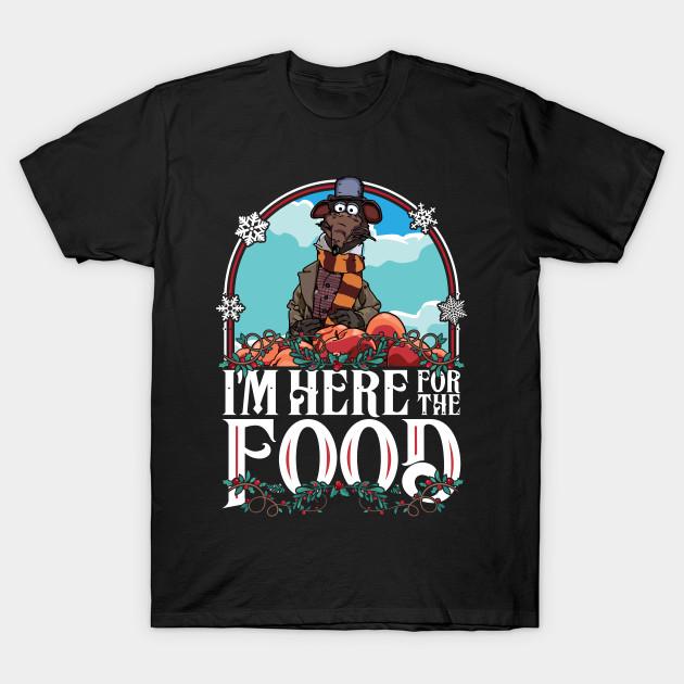 

Men Black Print T-shirt Muppet Christmas Carol Here For The Food No-Cut Transfer Paper Print Cotton Tshirt M