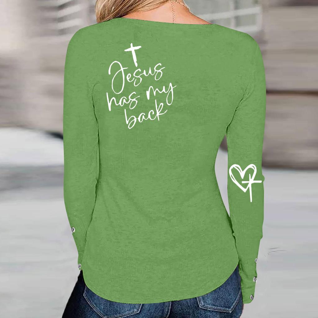 Tshirts For Women Long Sleeve,Round Sleeve Vertical Cross Casual Graphic Shirt,