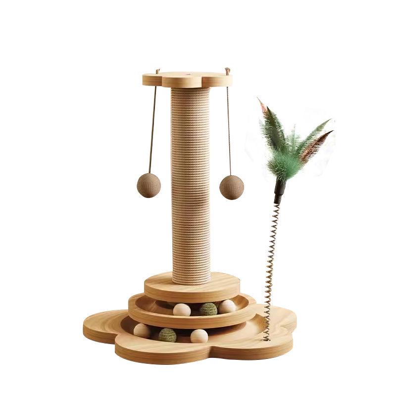 Hemp Rope Cat Climbing Frame: No-Crumb Scratching Board & Self-Entertaining Toy with Claw Column.