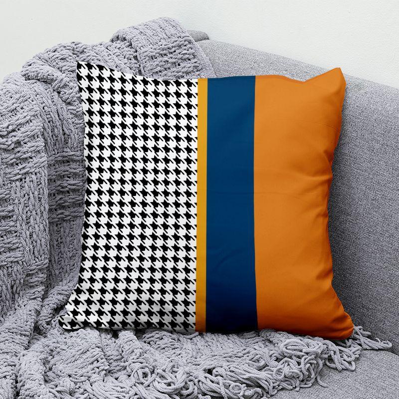 Light Luxury Orange Geometric Pillow High-end Home Living Room Sofa Office Seat Cushion Core Pillow Cover