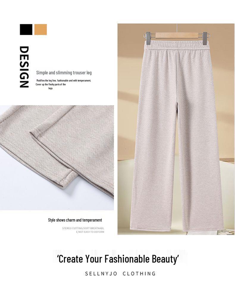 Mom's High-Waisted Drapey Wide-Leg Pants for Autumn/Winter - Plus Velvet for Middle-Aged and Elderly Women