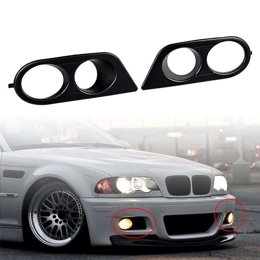 Pair Black Front Bumper Car front Fog Light Lamp Cover For BMW E46 M3 99-06