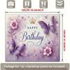 2D Soft Purple & Gold Butterfly Themed Birthday Photo Booth Background Cloth
