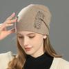 Solid color cold hat with pearl rabbit down knitted hat, soft waxy and comfortable men's and women's versatile double-layer warm wool hat