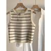 Women's Striped Knit Camisole Tank Top, Sleeveless Summer Shrug, Slimming Short Base Layer, Outerwear