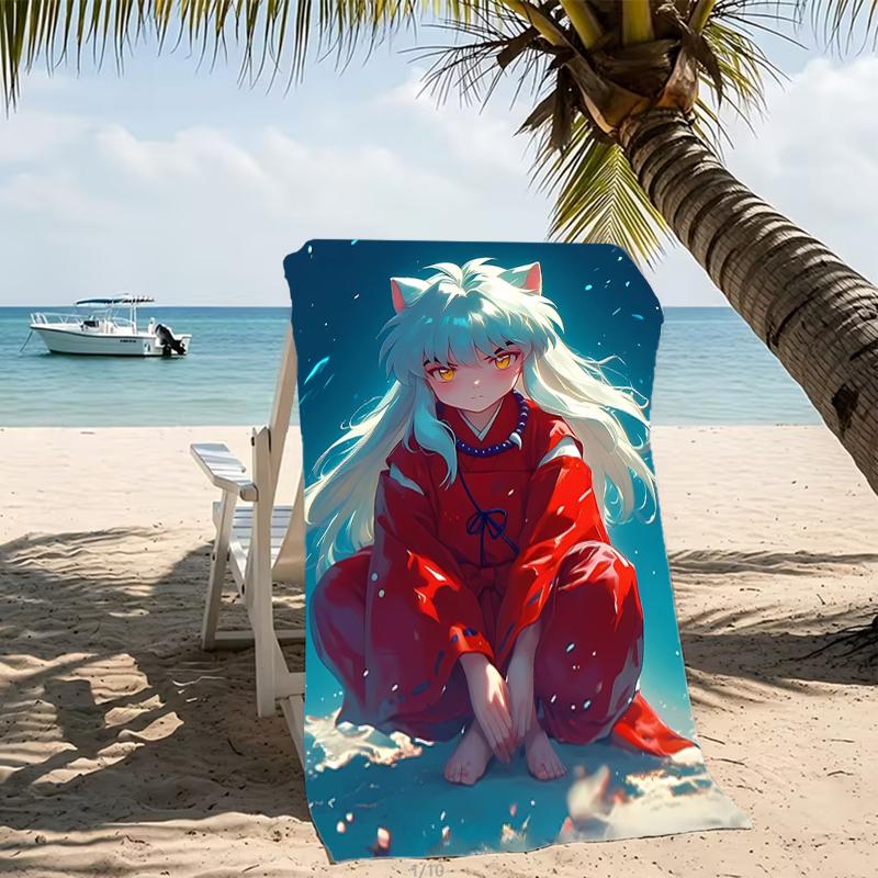 Beach Towel with Inuyasha Pattern - soft,absorbent,machine washable Lightweight&Modern,swimming,Travel Essentials