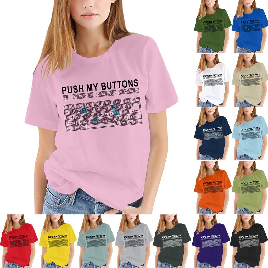 Women Girls Plus Size Print Tees Shirt Short Sleeve T Shirt Blouse Tops