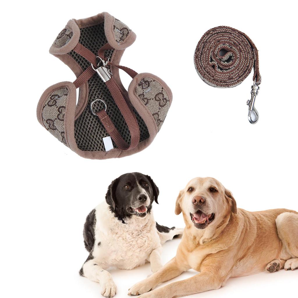 Pet Harness Leash Polyester Adjustable Breathable Escape Proof Dog Vest Harness Leash for Cats Dogs