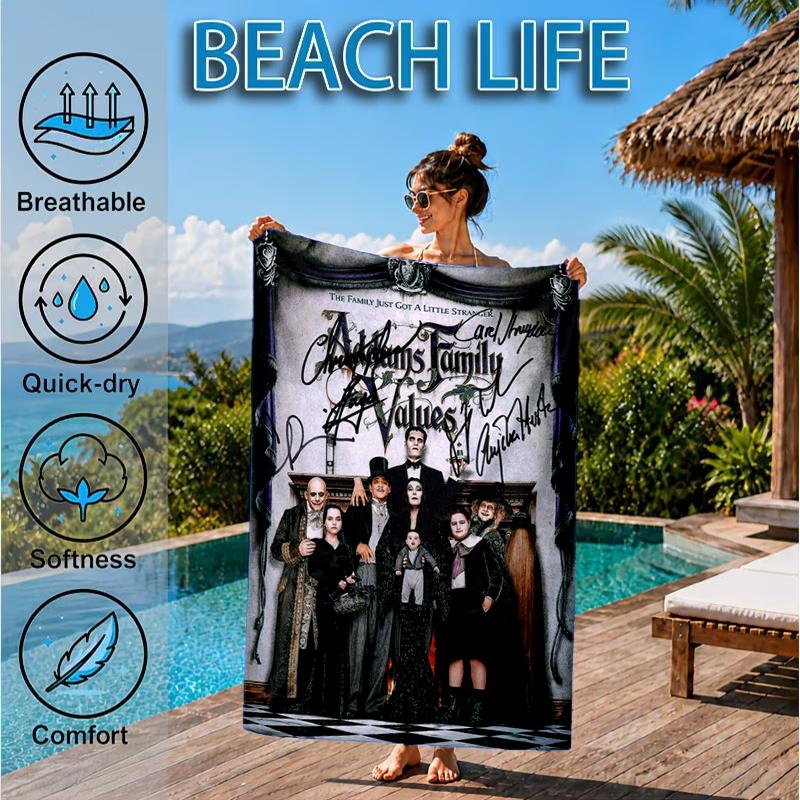 Wednes-day Gothic Beach Towel, Microfiber Beach Towel, Perfect For Pool, Beach, Travel, Home Decor Beach Party Fan Gifts