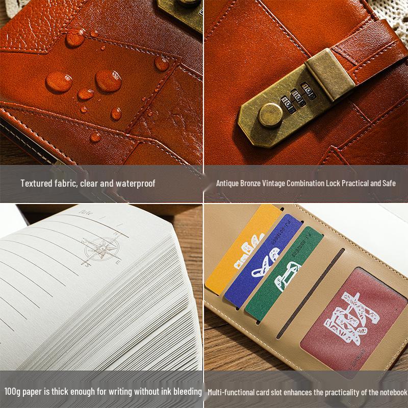 Retro Style A5 Lockable Password Journal - Exquisite High-Design Notebook
