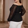 Plus Size Women One Shoulder Long Sleeve Elastic Waist Patchwork Shirt