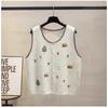 2026 Autumn New Women Sweater Knitting Fashion Tops Cardigan Lady Sleeveless Embroidery Floral Vest Tank Shirt Loose Casual