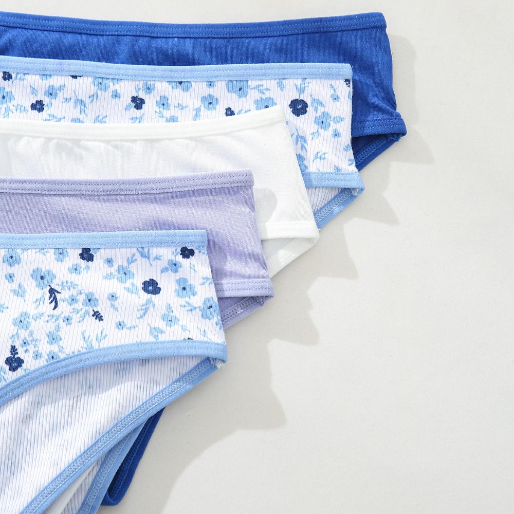 5Pcs Solid Underwear for Women Low Waisted Soft Ladies Panties Full Coverage Breathable Briefs Fits Comfortably for Gym, Work, Daily
