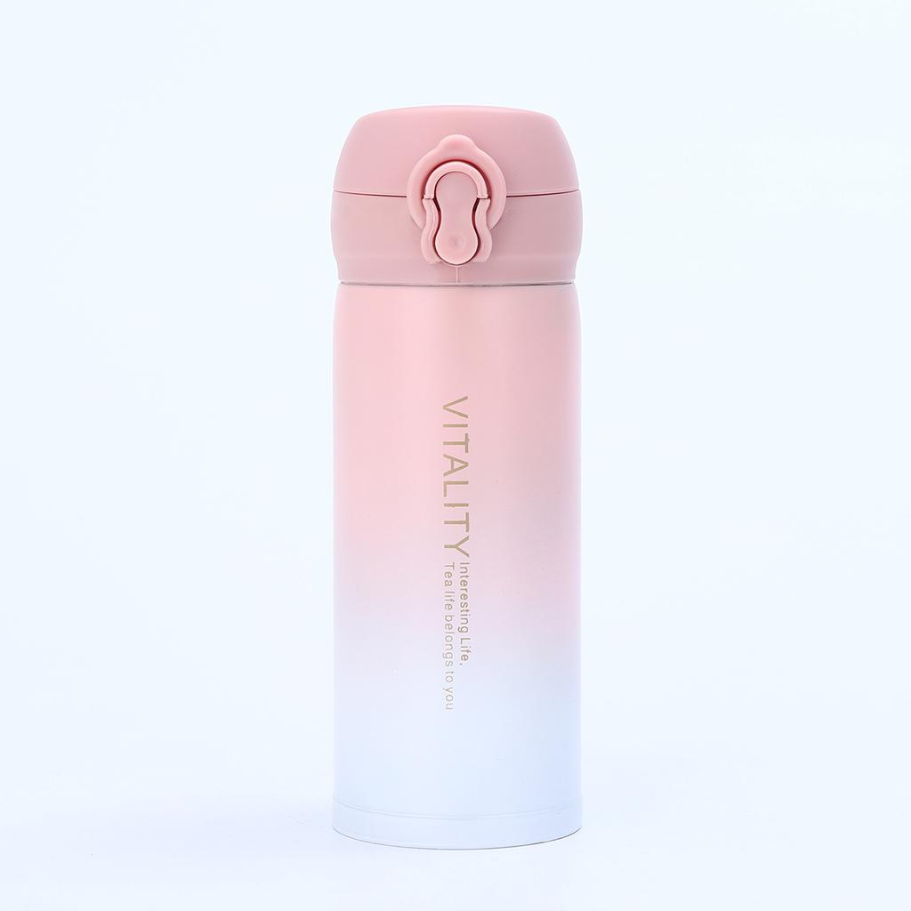 350ML Gradient Stainless Steel Insulated Cup Whit Bouncing Cover  Portable Travel Thermal Cup Leakproof Thermal Bottle Gift